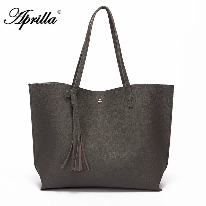 Aprilla сумки на плечо для женщин Повседневная сумка мягкие сумки женские большие сумки PHQ01 - Цвет: Темно-серый