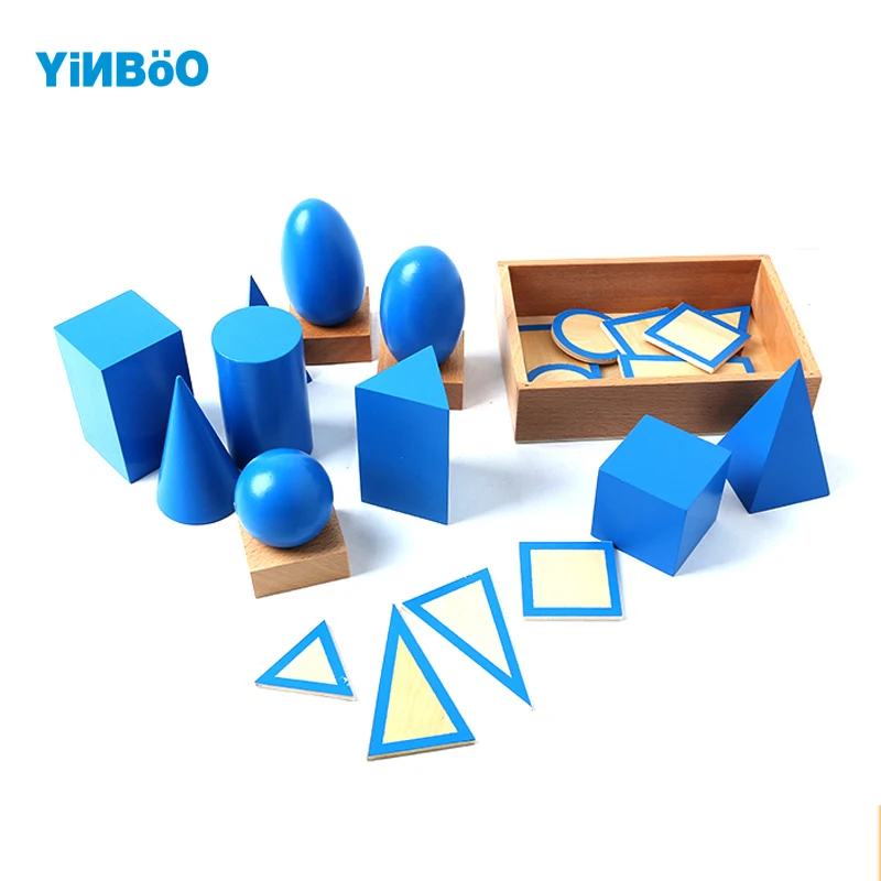 Baby font b Toy b font Montessori Geometric Solids with Stands Bases and Box Early Childhood