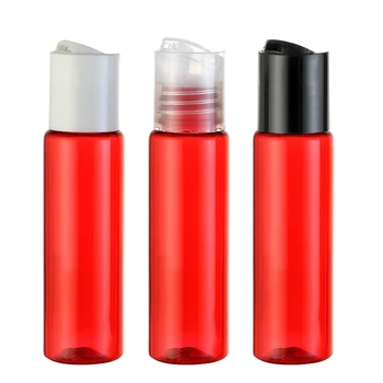 

(50pcs/lot)30ml red round empty lotion plastic bottle disc top screw cap,1oz small travel size cosmetics PET bottles container