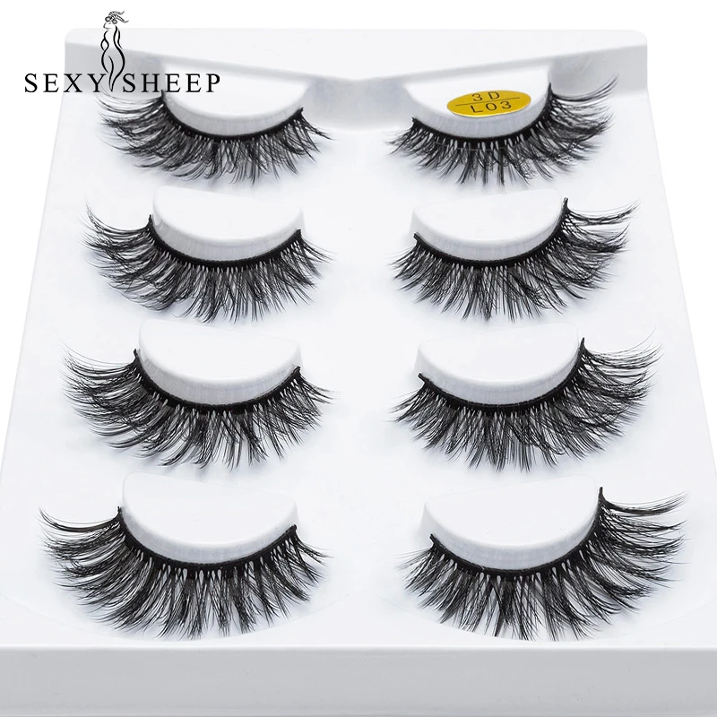 

SEXYSHEEP 4/8 pairs 3D Mink Lashes Natural False Eyelashes Dramatic Volume Fake Lashes Makeup Eyelash Extension Silk Eyelashes