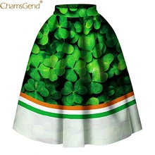 Юбки женские с высокой талией с принтом клеш в складку миди юбки женские черные зеленые вечерние повседневные юбки плиссированные зимние Jun11