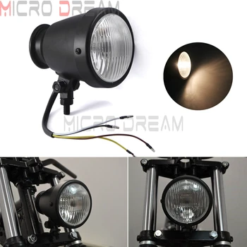 

12v H4 Matte Black Headlight Custom Motorcycle 4'' Retro Front Headlamp Lighting For Harley Suzuki Honda Racer Bobber Cruiser