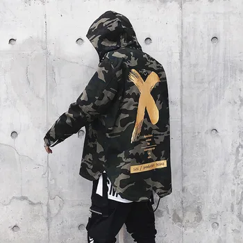 

Big Letter X Coat Camo Jacket Red Yellow Military Hoody Windbreakers Hip Hop Jackets Outwear Men Women US Size S-XXL