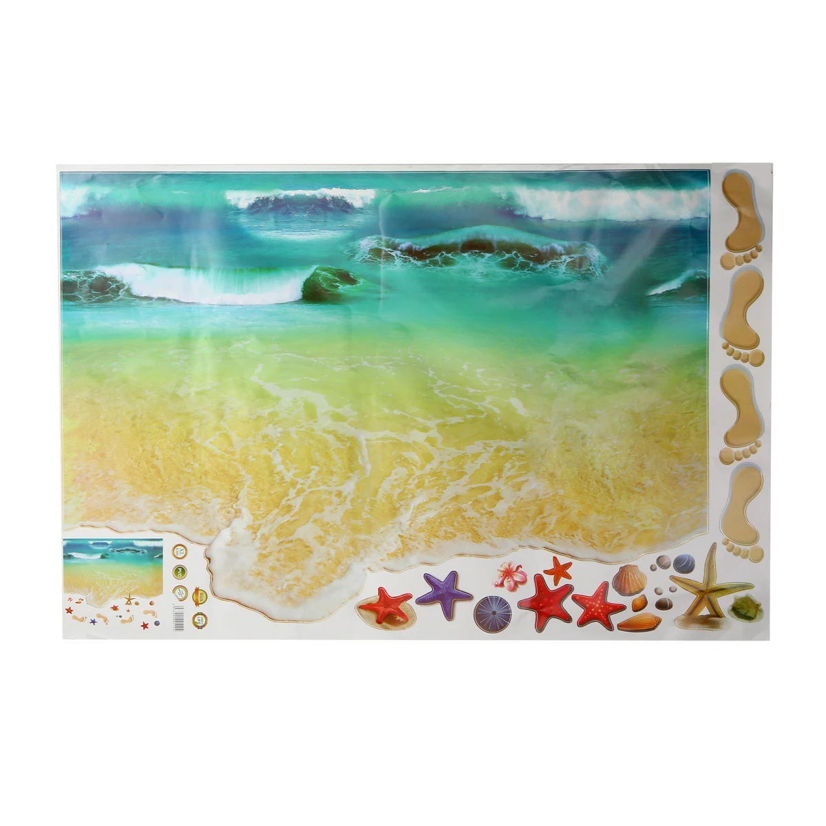 1Pcs 3D Sea Beach Floor Wall Sticker Removable Vinyl Beach Sticker Waterproof Art Mural Decal Home DIY Wall Floor Decors