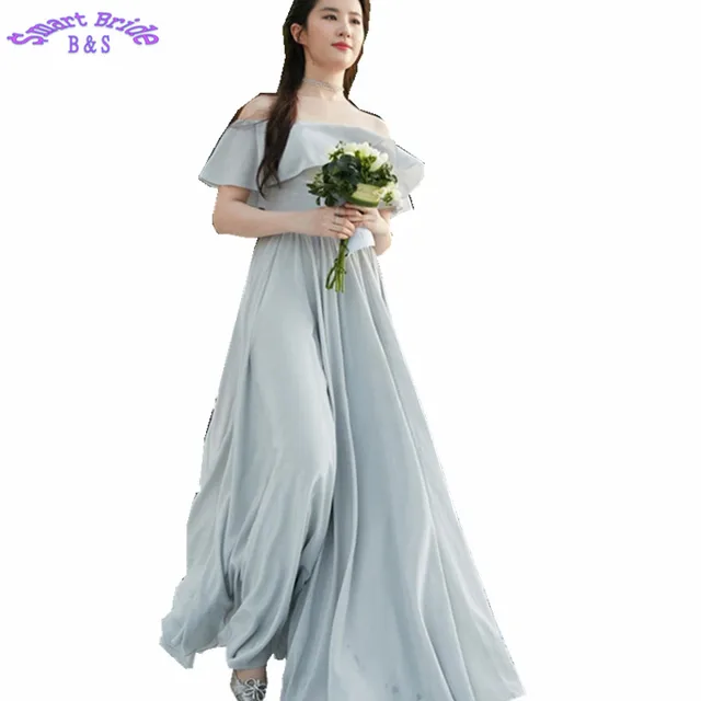 Best Price Chiffon Bridesmaid Dress A-line Grey Light Purple Formal Gown Custom Made Simple Wedding Party Guest Dresses BD44 Best Price Chiffon Bridesmaid Dress A-line Grey Light Purple Formal Gown Custom Made Simple Wedding Party Guest Dresses BD44