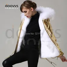 Новая женская зимняя куртка короткий стиль большой воротник из меха енота тонкий теплый пальто с капюшоном Mrs Золотая кожаная куртка из искусственного меха