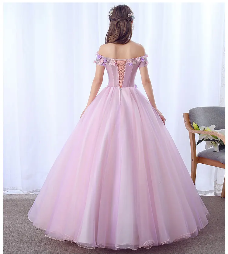 Платье для светской львицы розовые платья Quinceanera бальное платье длинное платье для выпускного вечера с цветами Маскарад сладкий 16 платье Vestidos De 15 Anos