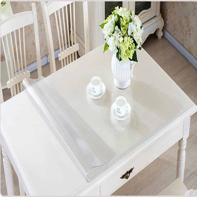  Customization Tablecloths Soft Glass PVC Transparent Tablecloth Waterproof Anti-hot Coffee Mat Tabl