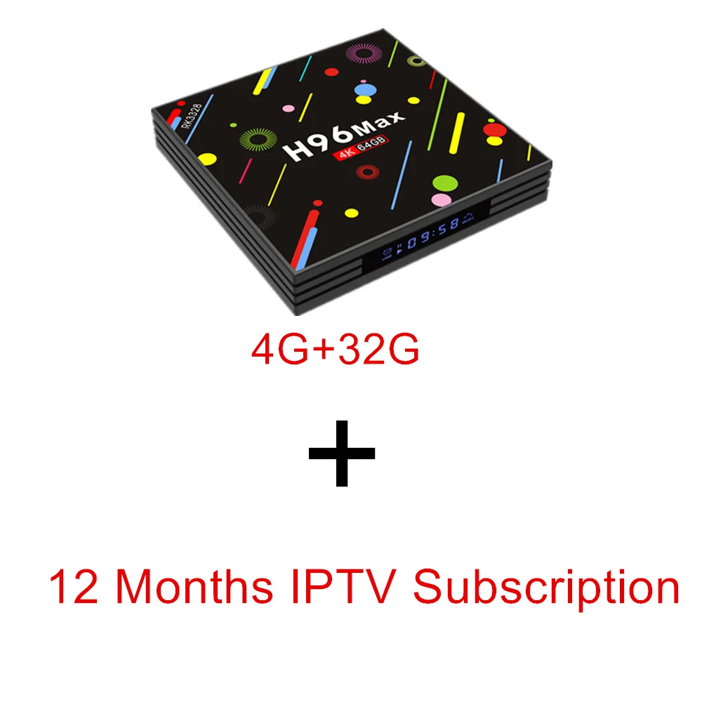 H96 MAX RK3328 французский IP tv box 4 г/32 г 4 г/64 г android 7,1 tv box 4 К qhd ТВ neo ТВ IP ТВ арабский французский Бельгии smart ТВ телеприставке - Цвет: 12 Month IPTV 4G 32G