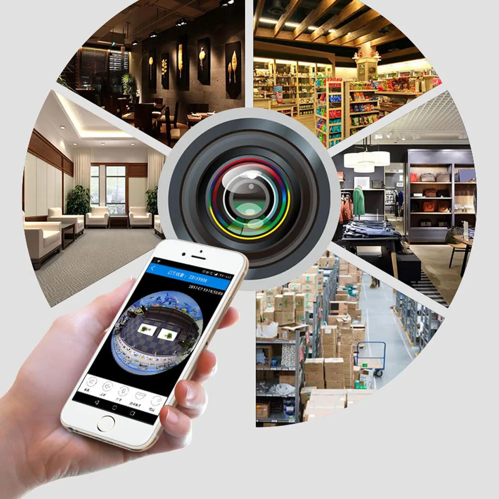 Binmer аксессуары части ДУ 3D-VR360 мини 360 градусов панорамный беспроводной Wifi IP камера «рыбий глаз» камера аудио 1080 P dec21