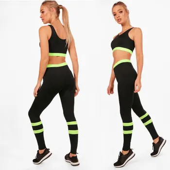 

2 Pcs Women Soft Hip Up Running Tights Anti-sweat High Waist Gym Sports Crop Top and Long Pants Set Suit 2019 New