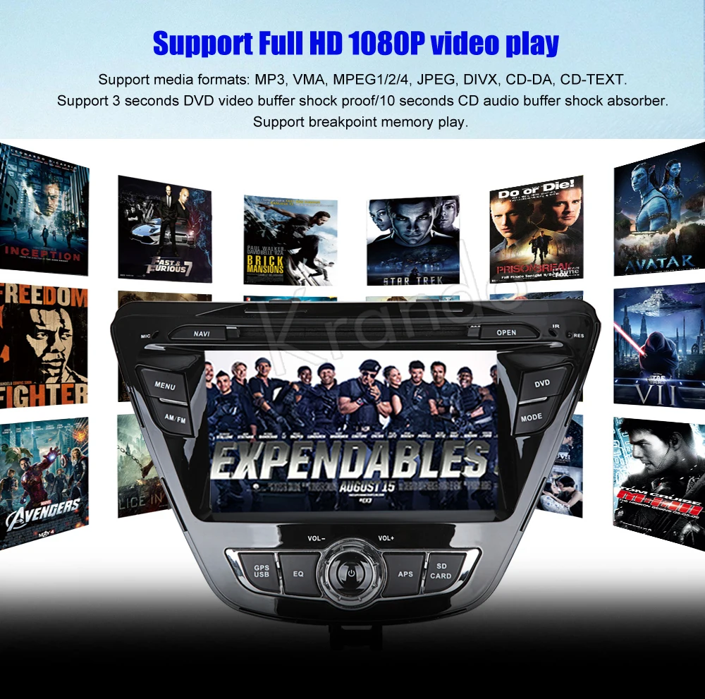 Excellent Krando 7" Android 9.0 car audio radio for Hyundai Elantra 2014+ gps dvd player navigation multimedia system WIFI 3G DAB+ 5