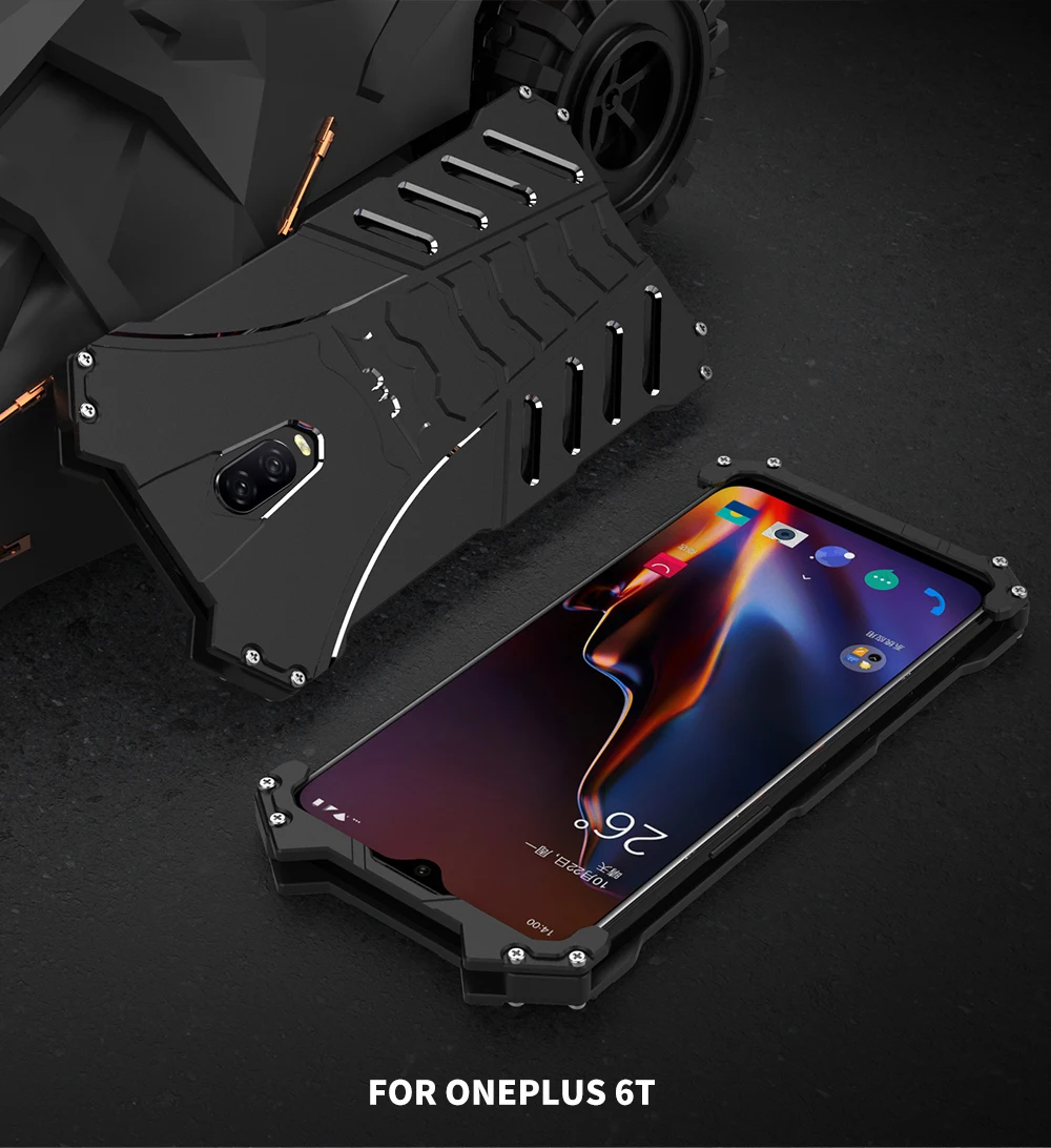 Противоударный металлический чехол для OnePlus 6 6T 5T жесткий чехол авиационный алюминиевый спортивный корпус теплоотвод+ ремни+ подставка держатель