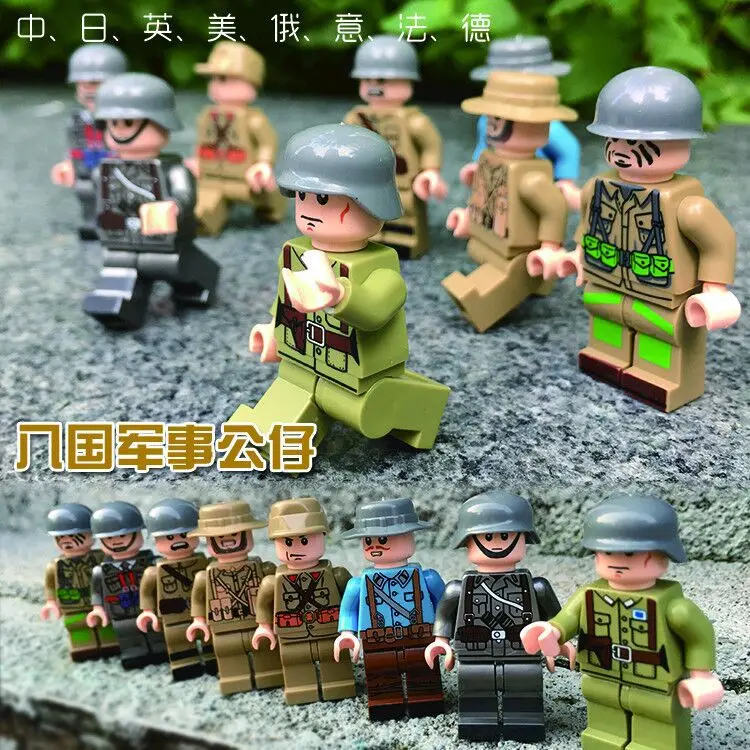 

8pcs/set DIY Military Teams Eight Countries Figure Set Soldiers Model Building Blocks kits Brick Toys for Children JY1608
