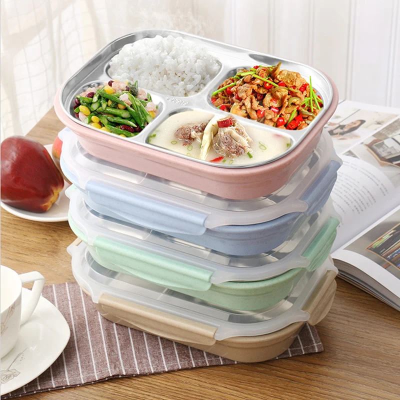 TUUTH 304 Stainless Steel 3 Grids Lunch Box Water Injection Insulation Portable Food Container Box For Kids Picnic Office Worker School B1