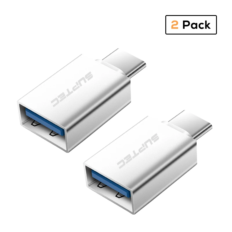 SUPTEC usb type C OTG адаптер USB C на USB 3,0 OTG type-C конвертер для Macbook samsung S9 S8 huawei mate 20 P20 USB-C разъем - Цвет: 2 Pack Silver