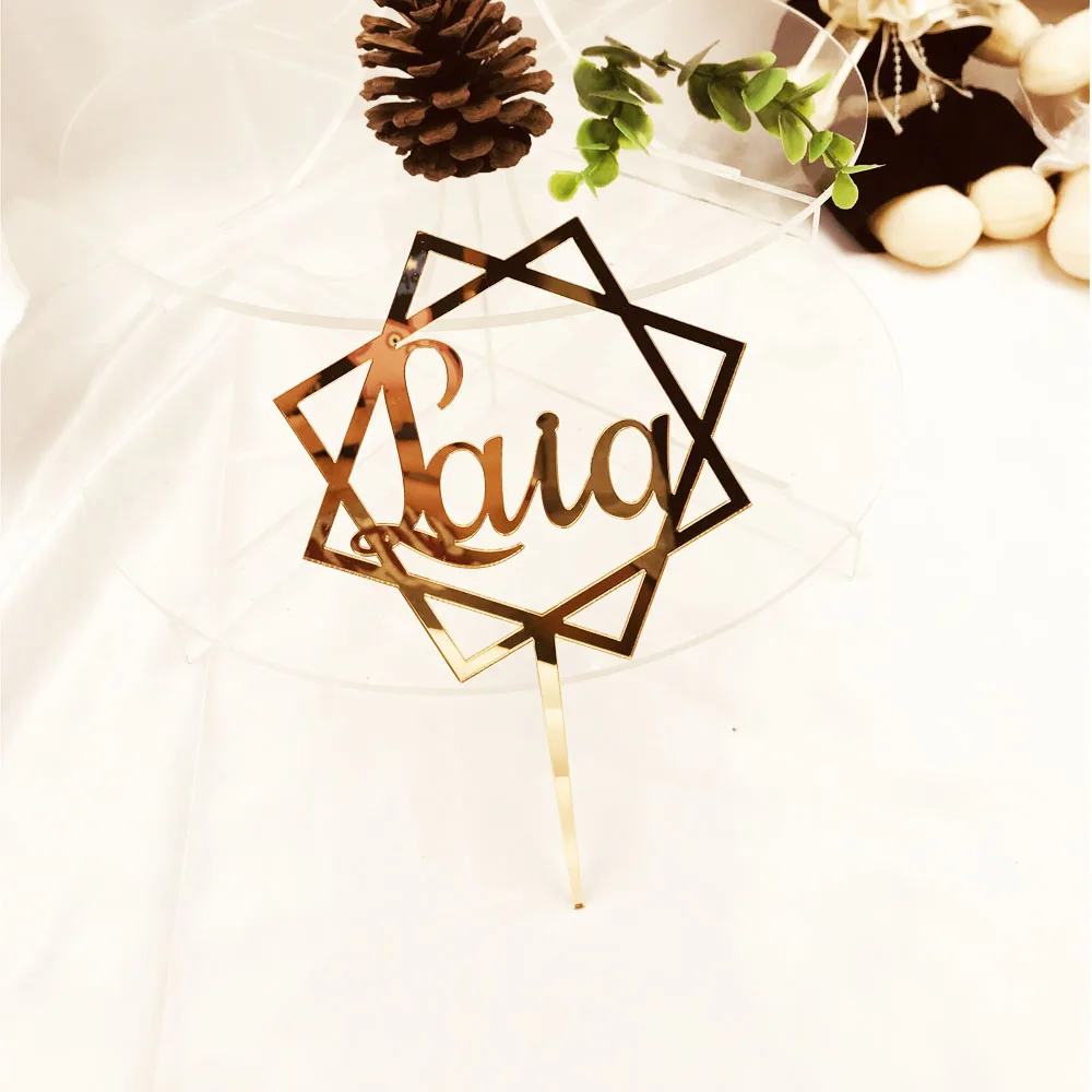 

Personalized Name party Square Cake Topper Custom Acrylic mirror Cake Topper Happy Birthday Party Decoration name cake topper