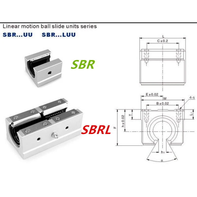 4 шт. SBR10UU SBR12UU SBR16UU SBR20UU SBR25UU SBR12LUU SBR16LUU Линейный шарикоподшипник блок открытого типа фрезерный станок с ЧПУ Запчасти