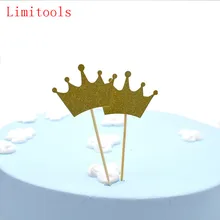 Новая Горячая 10 шт. блестящая бумага Корона Форма торт фигурка для торта флаги выбрать свадебное украшение для вечеринок вечерние принадлежности аксессуары