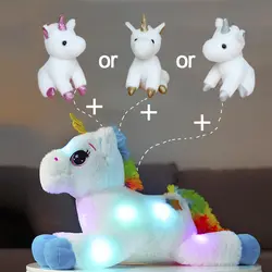 Покупка 40 см светодио дный LED плюшевый светильник до игрушки Единорог увеличение $3,6 см можно получить 23 см прекрасный единорог плюшевые