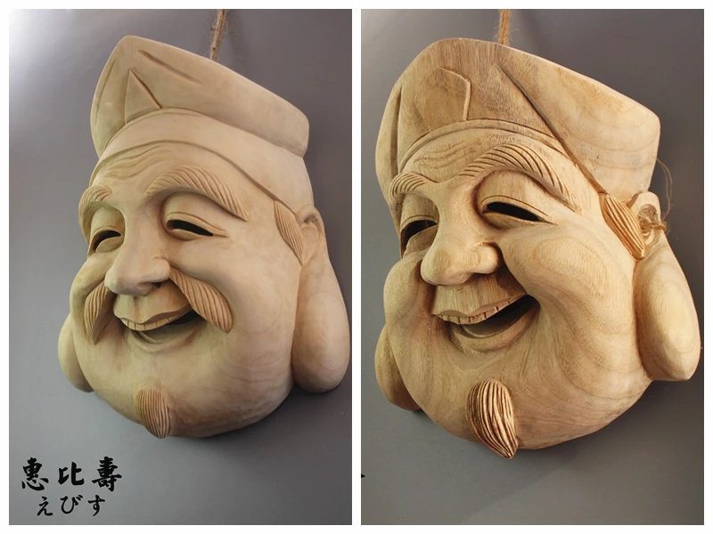 Деревянные японские маски Noh скульптура драма статуя Boxwood миниатюрное Настенное