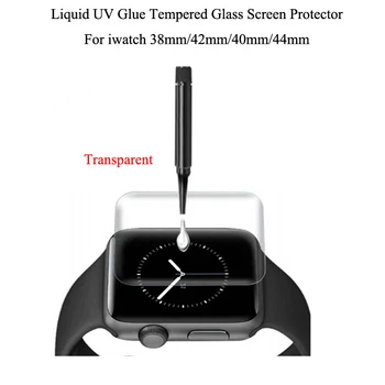 

10set 3D Curved Liquid UV Glue Tempered Glass For Apple Watch 40mm 44mm Series 4 Full Glue Screen Protector Film for 38mm 42mm