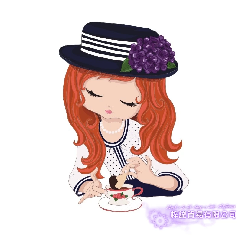 DCTAL Clothing Store Girl Decal Cute Girls Glass Colorful Wall Sticker Coffee Folwer Store Decal Cloakroom Showcase Decor