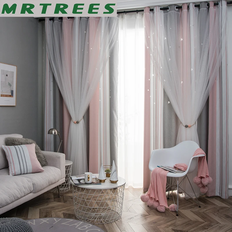 MRTREES затемненные занавески s для гостиной Звездные тюлевые спальни готовые