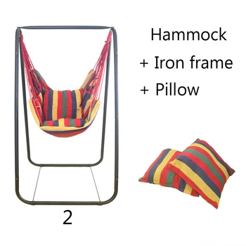 

Student Dormitory Swing Chair Bedroom Hammock Indoor & Outdoor Children's Leisure Hanging Bed with Iron Frame and Pillow