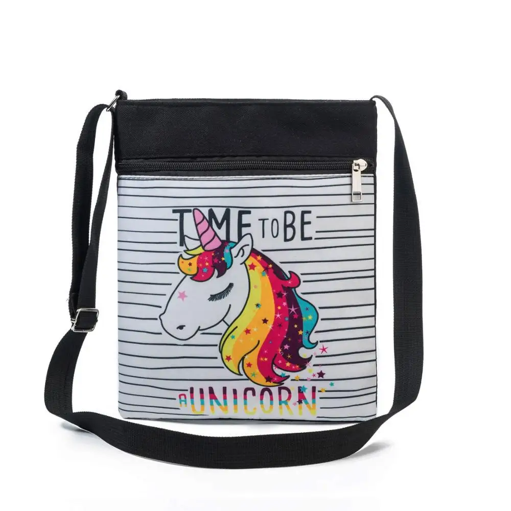 

Miyahouse Fashion Unicorn Printed Mini Shoulder Bag Colorful Small Crossbody Travel Bag Double Zipper Messenger Bag For Girls