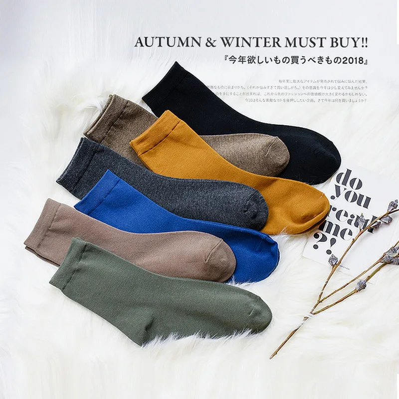 

7 color spring new product explosion grape L female socks solid color bottoming socks cotton socks fashion regular size socks