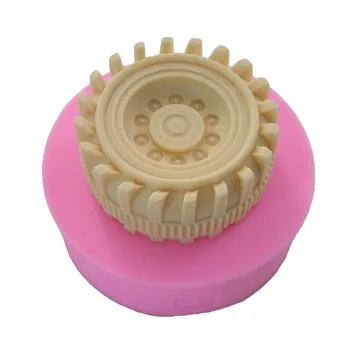 

Round Tire shape Silicone Mold Fondant Cake Decorating Tools 3D Car wheels Chocolate Molds handmade soap mold F0623