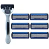 6-Layers Shaver Razor=(1 Razor Holder + 7 Blades Head) Cassette Shaving Razor Set Blue Body Face Hair Removal Knife Women Men ► Photo 2/6