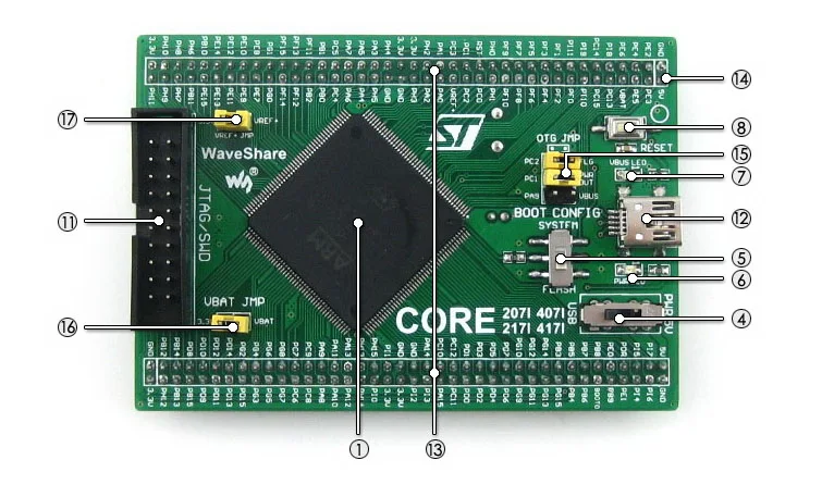 Waveshare Open407I-C пакет STM32F407IGT6 ARM Cortex-M4 STM32 макетная плата + PL2303 USB, UART модуль + 3,2 дюймовый ЖК-дисплей
