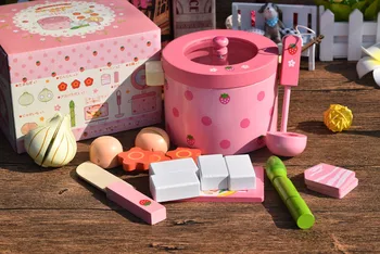 

Free Shipping! Baby Toys Super Cute Simulation Vegetable Hot Pot Pink Child Pretend Play Toys Wooden Toys Gift The Best Quality