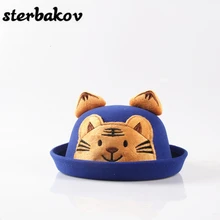 Осенне-зимняя женская фетровая шляпа, Классическая шапка с изображением тигра, имитация шерсти, женская шапка, милая однотонная черная шапка, фетра