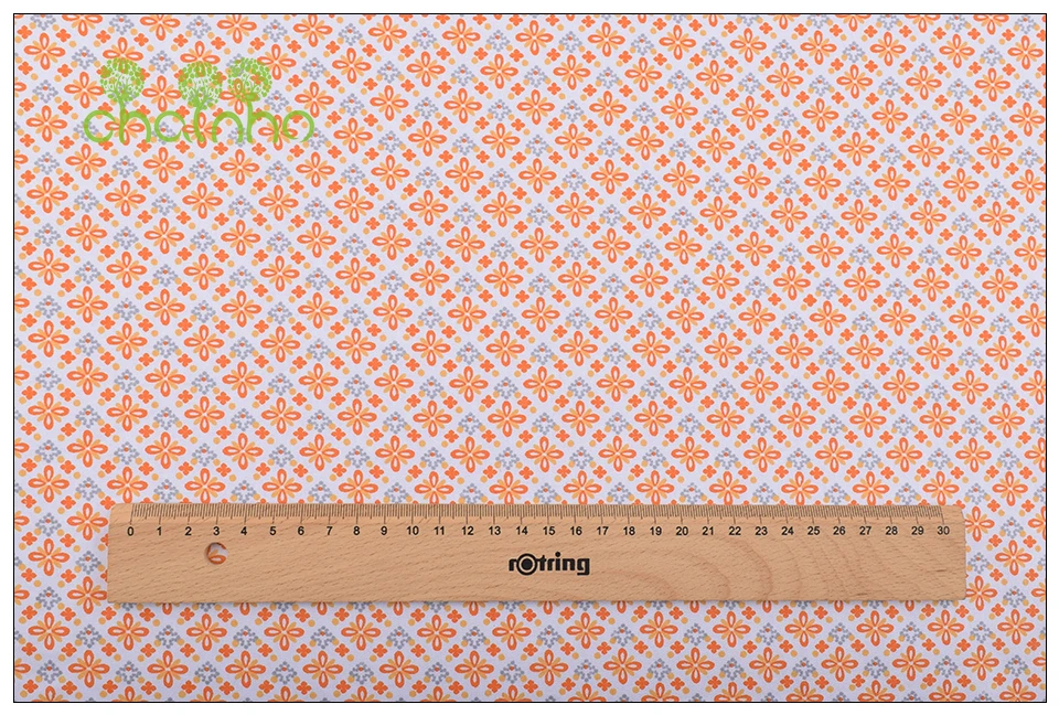 Chainho, 8 шт./лот, оранжевая Цветочная серия, саржевая хлопковая ткань с принтом, Лоскутная Ткань, DIY швейный материал для стеганых изделий для малышей и детей