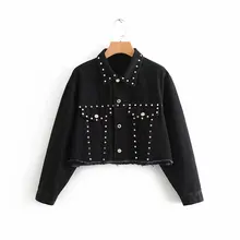 BB90-8530 Европейская и американская мода компания заклепки украшения джинсовая куртка