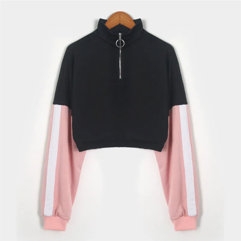 

Womens Hoodies Long Sleeve O Neck Hoodie Patchwork Sweatshirt Jumper Pullover Tops Autumn Winter Femme Loose Moletom #F#40OC5