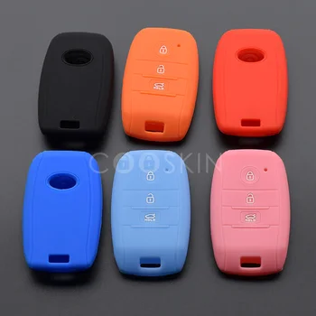 

100pcs/lot 3 Button Keyless Protector Silicone Case For Kia Smart Key Sorento Optima Forte Cerato Sportage K3 Remote Holder