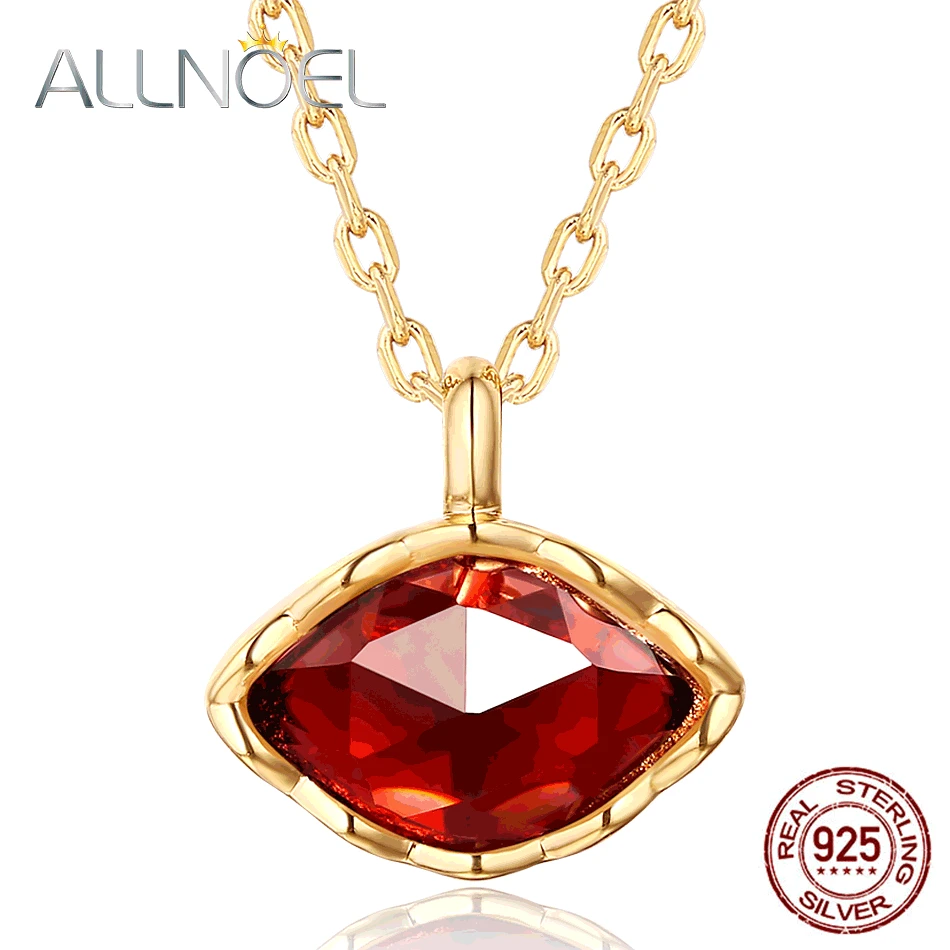 

ALLNOEL 2019 New 925 Sterling Silver Pendant Necklace For Women Natural Topaz Garnet Rose Quartz Horse Eye Fine Jewelry Chain