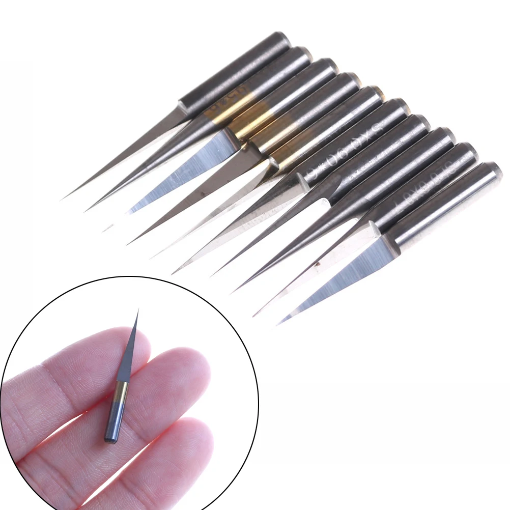 10Pcs 3.175mm Carbide PCB Engraving Bits CNC Router Tool 10 Degrees 0.1mm