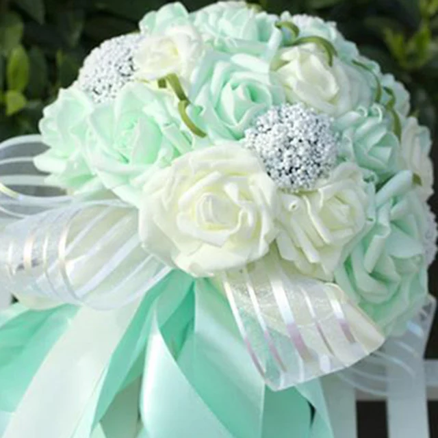 2016 artificial wedding bouquet Mint Green Artificial flowers Wedding