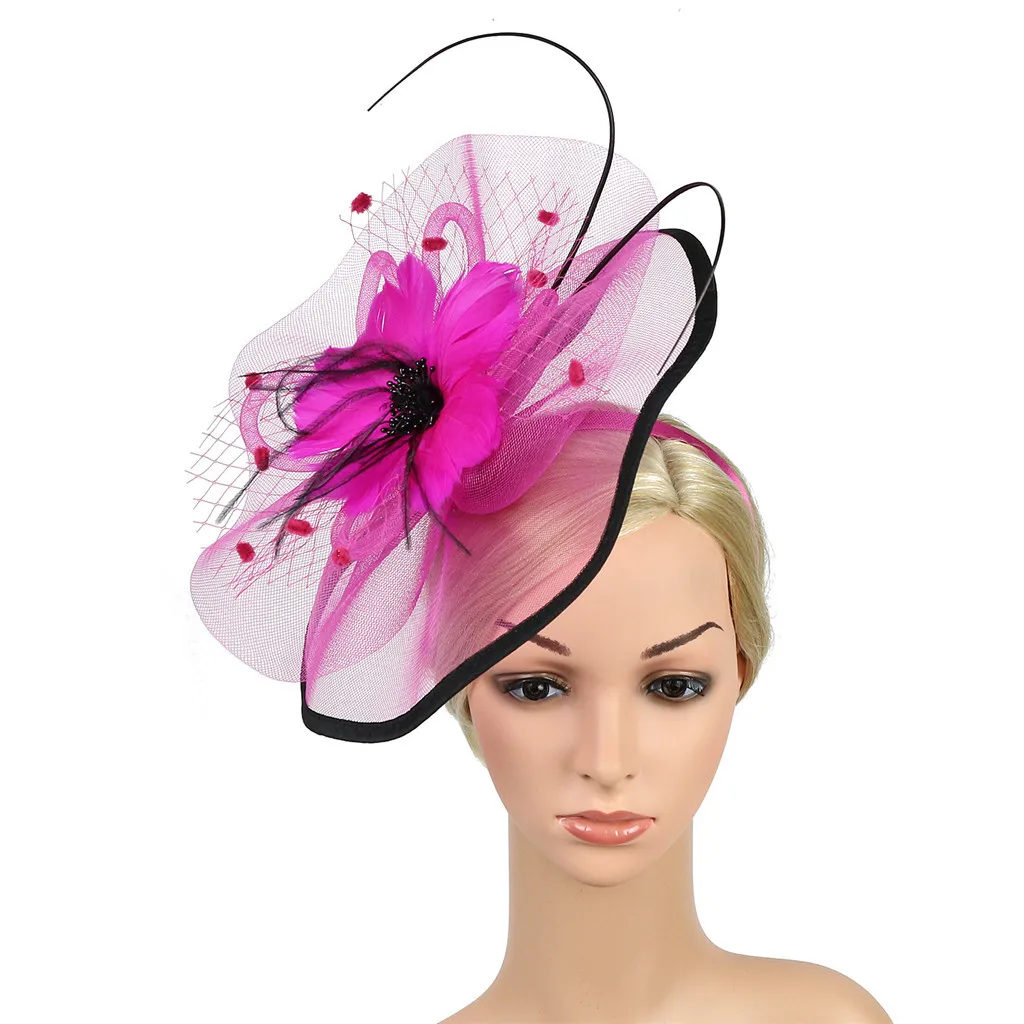 JAYCOSIN Для женщин чародей Шапки и головной повязкой с пером цветок Церковь Свадебные праздничные ободки женские аксессуары для волос April23 P30