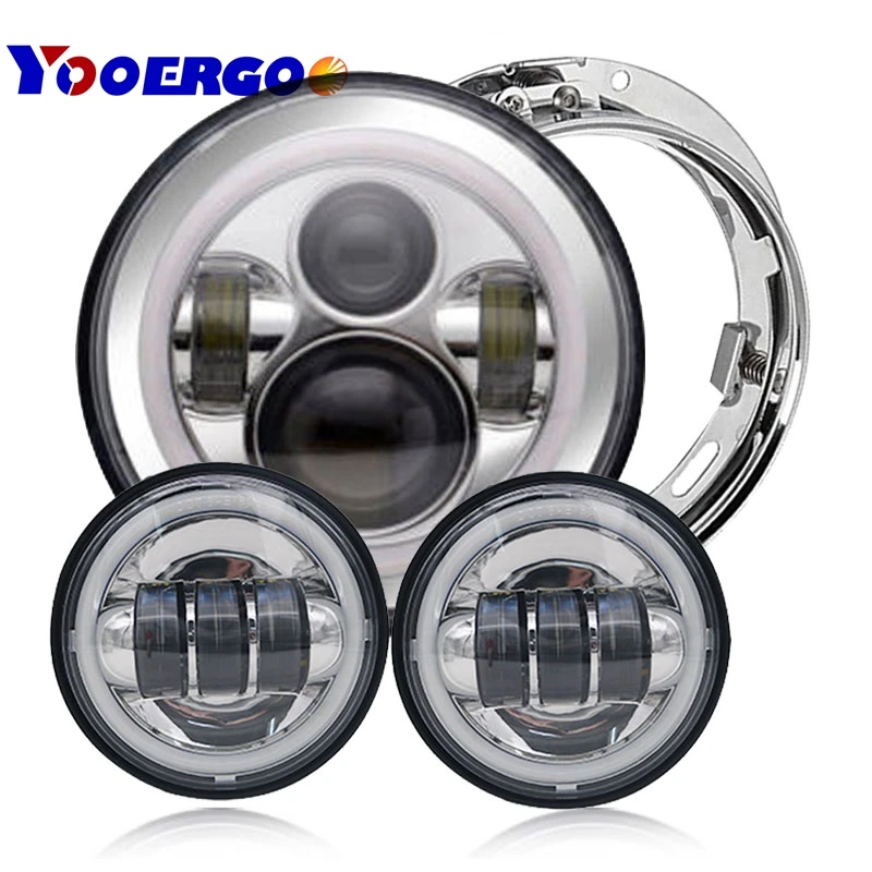 

For Yamaha Road Star Chrome 7"Inch LED Hi/Low Headlight + 2PCS 4.5'' Fog Lamps