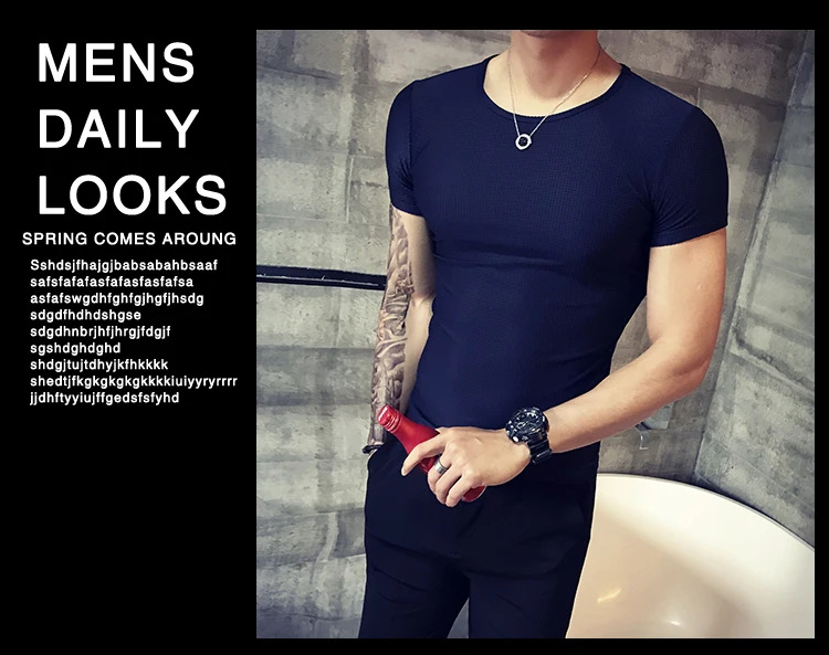 2019 Лето уличный с короткими рукавами футболка Мужская Slim Fit круглый воротник однотонный низ мужские s футболки 6 цветов новая футболка Homme