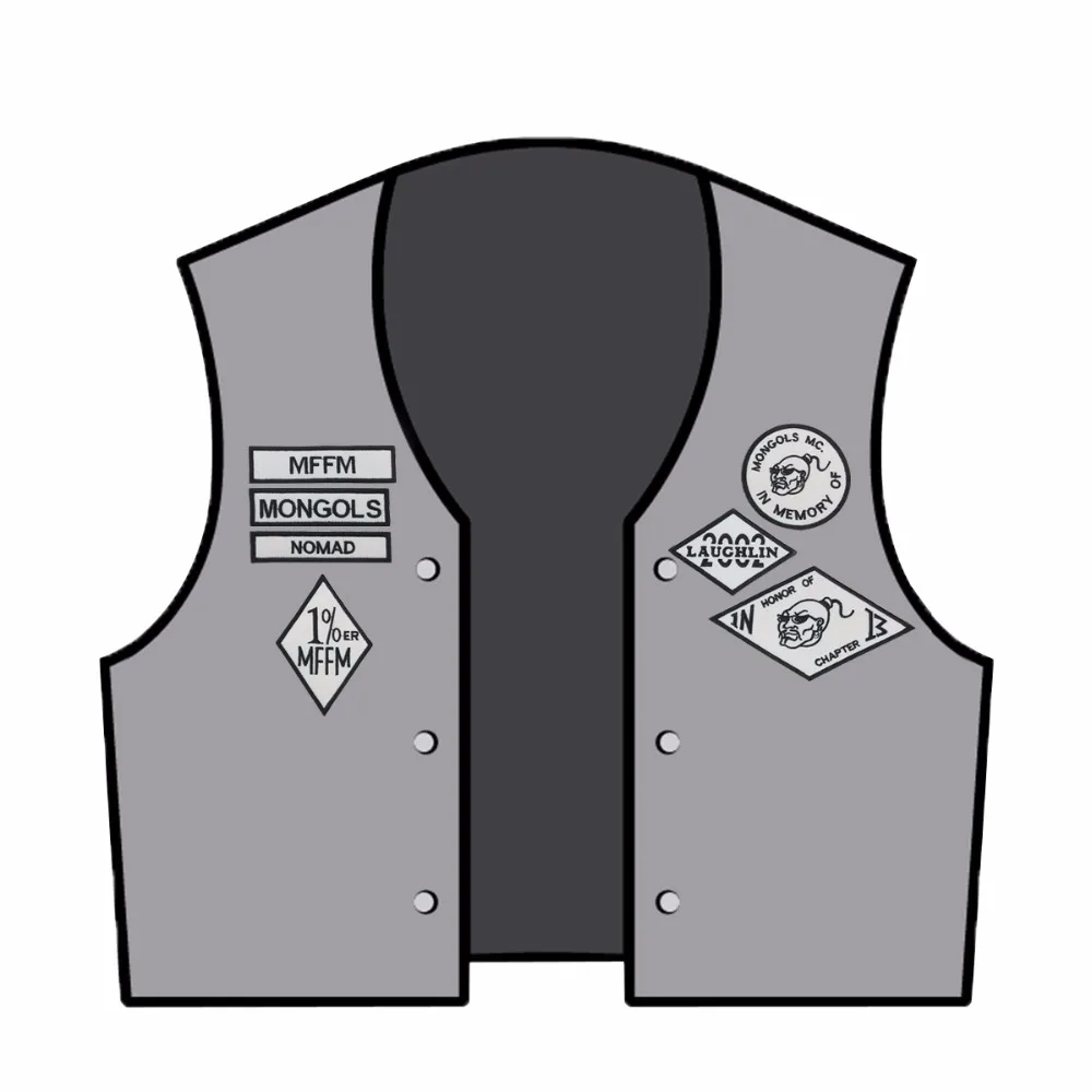 MONGOLS NOMAD MC Biker Vest Embroidered Patch 1% MFFM IN Memory Iron On Full Back of Jacket Motorcyle Patch (8)