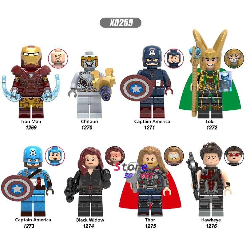 10 компл. Marvel Comics серии 4 эндигра Мстители, Железный человек Тор Капитан Америка древний один валькири модельный кирпич детские игрушки - Цвет: 10Set-X0259