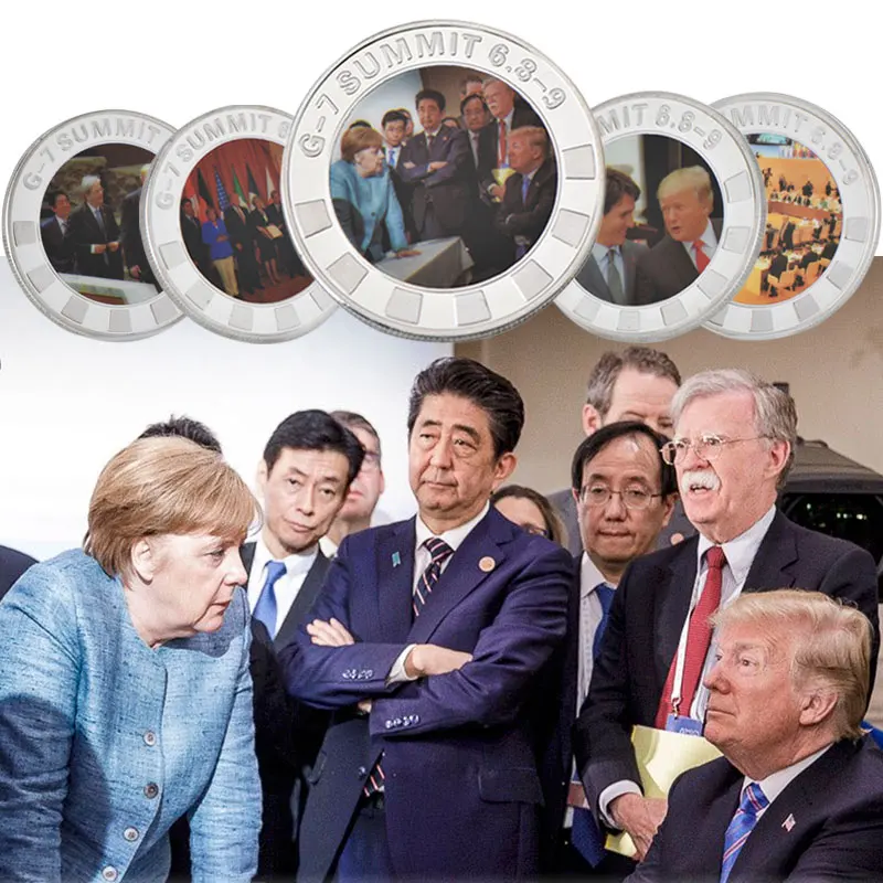 

WR 8 pcs/lot 2018 G7 Summit Silver Coins Collectibles Donald Trump France Collection Copy Coins for Gifts Souvenirs Dropshipping