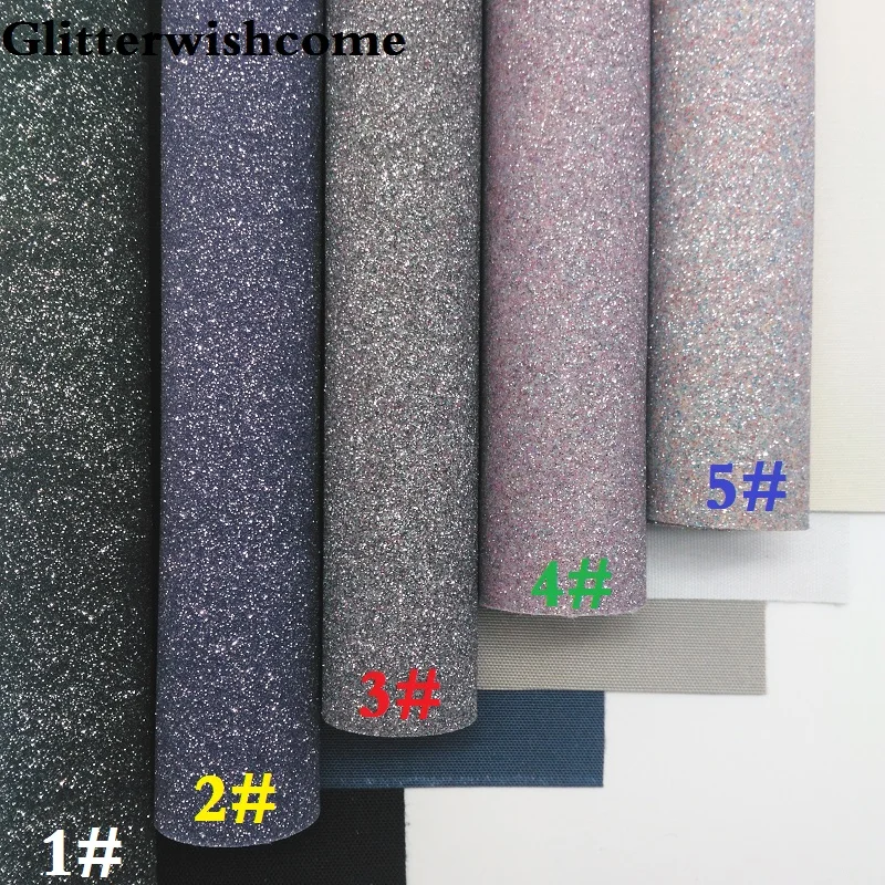 Glitterwishcome 21X29 см A4 Размеры синтетическая кожа, мелкие блестки кожаная сумочка в комплекте подкладочная ткань винил для банты, GM052A